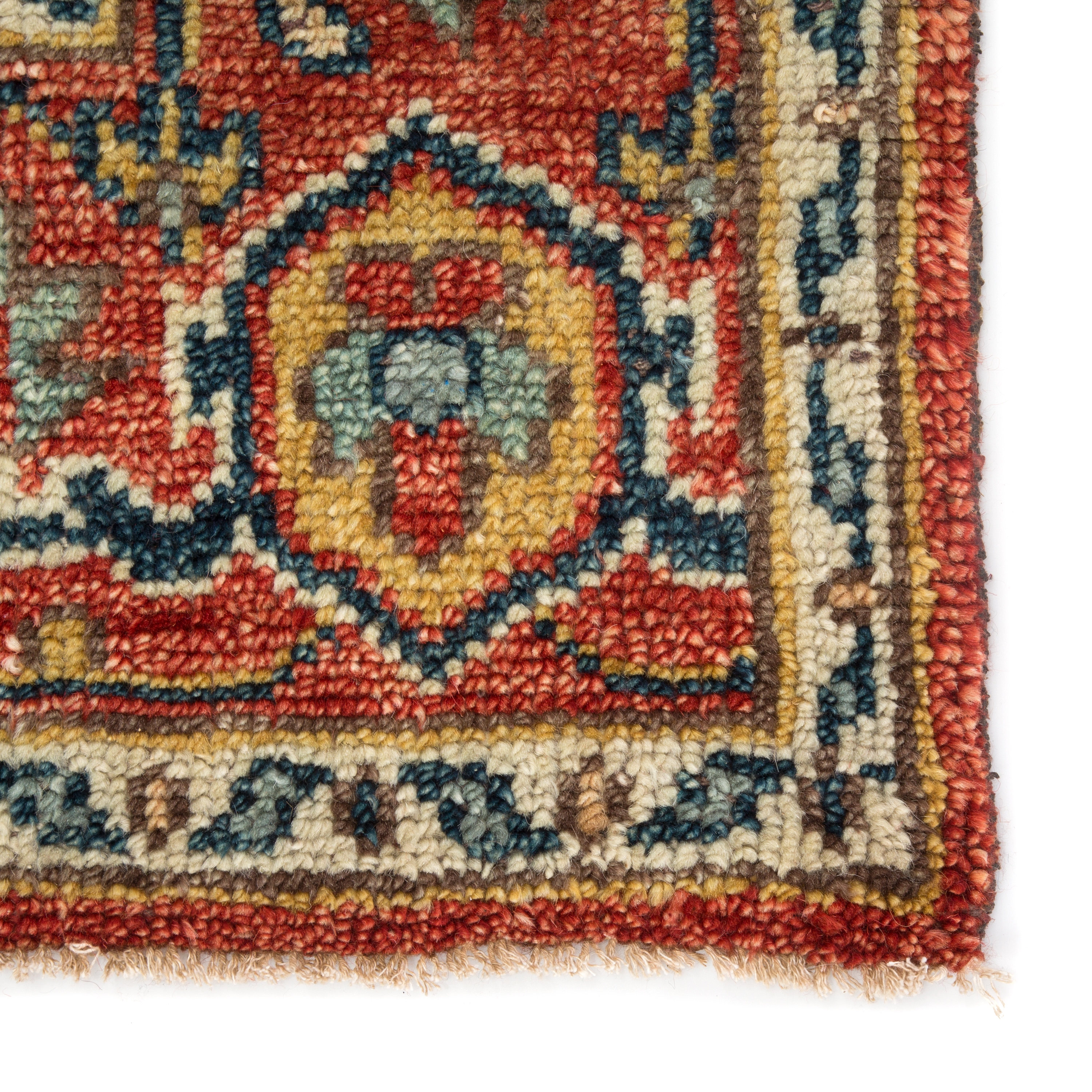 Willa Hand-Knotted Medallion Red/ Multicolor Area Rug (6'X9') - Image 3
