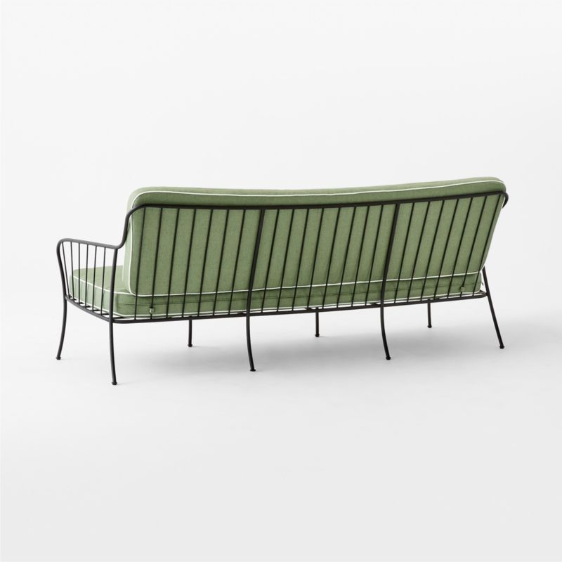 Welling Black Metal Outdoor Sofa with Green Sunbrella® Cushions - Image 3