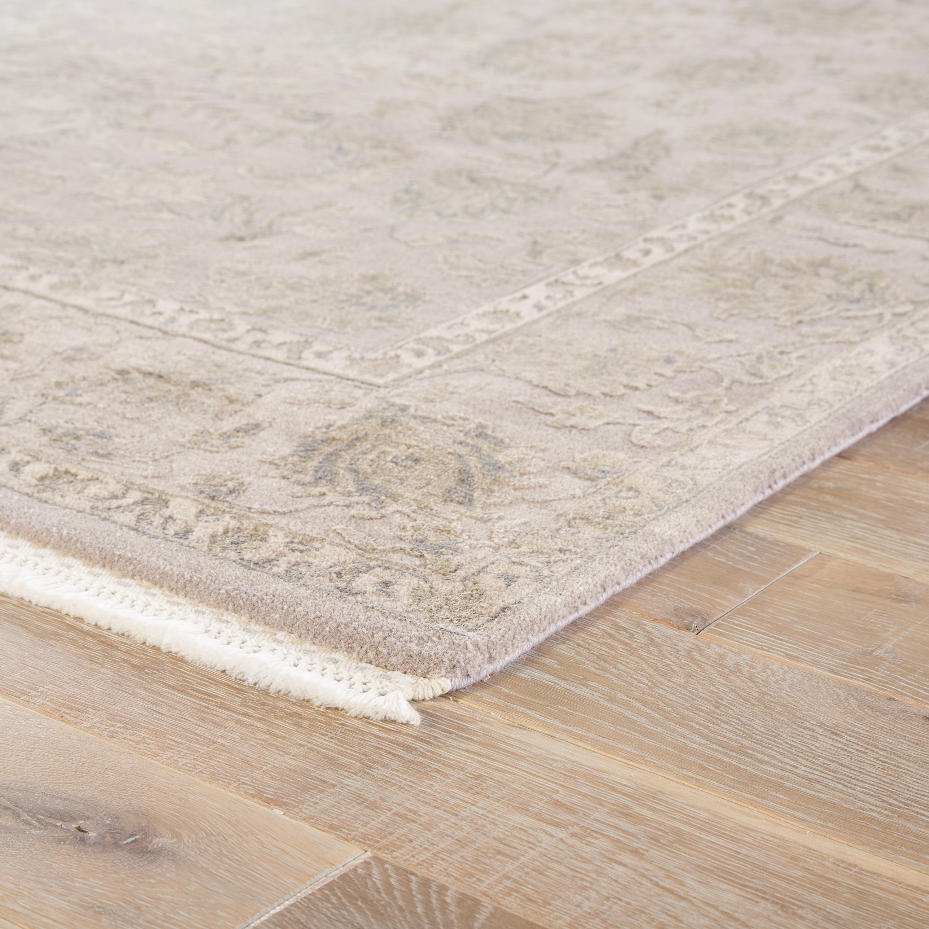 Chicory Hand-Knotted Floral Taupe/ Light Gray Area Rug (6'6" X 9'10") - Image 1