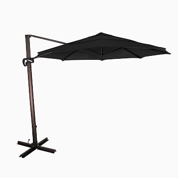 Outdoor Cantilever Umbrella, 11 Ft, Round, Bronze, Sunbrella Canvas, Antique Beige - Image 1