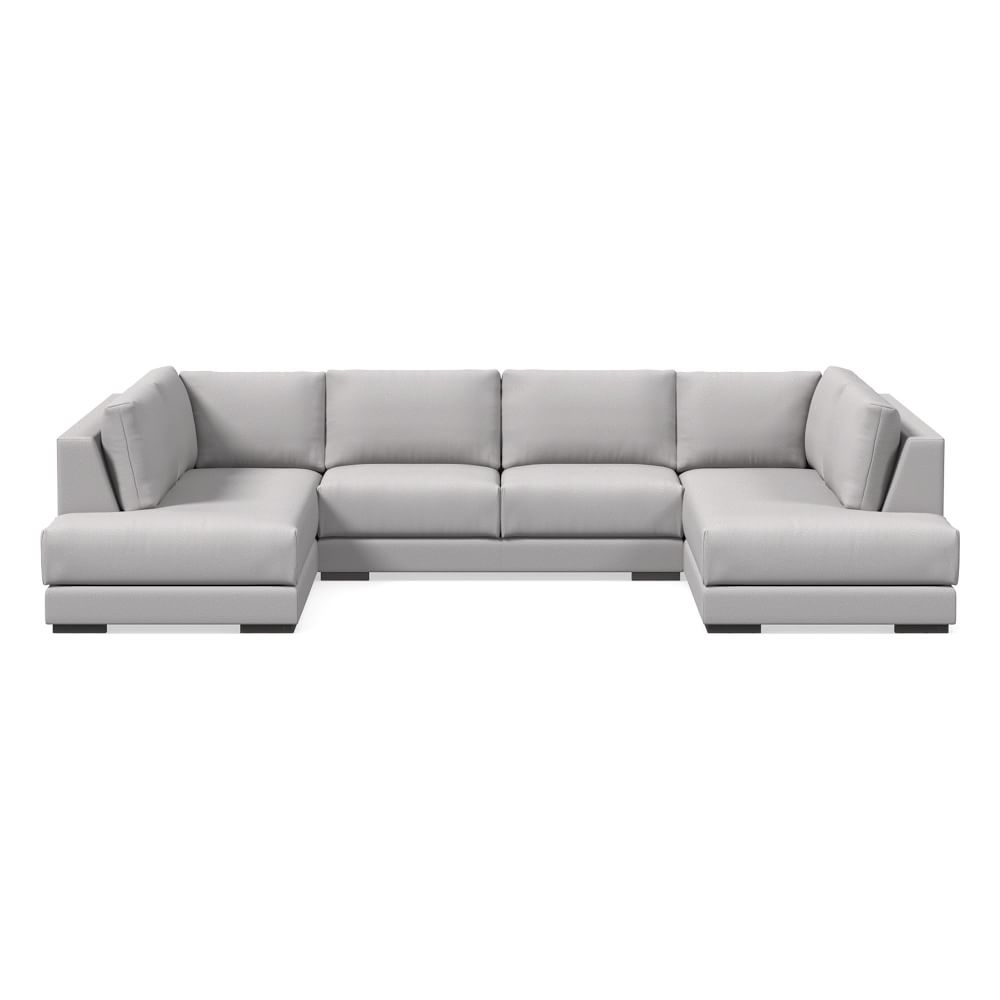 Dalton Sectional Set 24: LA Terminal Chaise, Armless Double, RA Terminal Chaise, Down, Chenille Tweed, Frost Gray, Black - Image 0