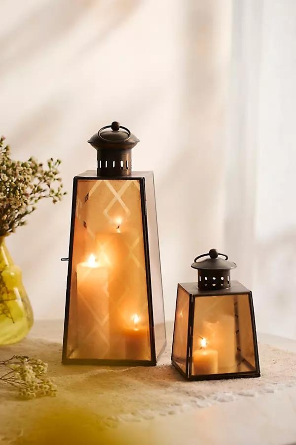 Etched Glass Pyramid Lantern - Image 0