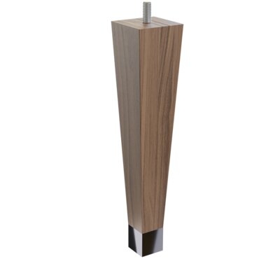 6" Square Tapered Walnut Leg With 1" Brushed Aluminum Ferrule And Clear Finish - Image 0
