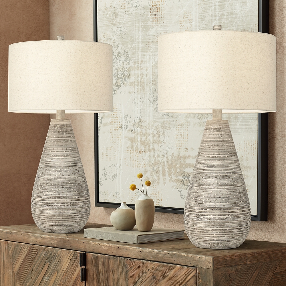 360 Lighting Julio 30" Natural Gray Modern Vase Table Lamps Set of 2 - Image 0