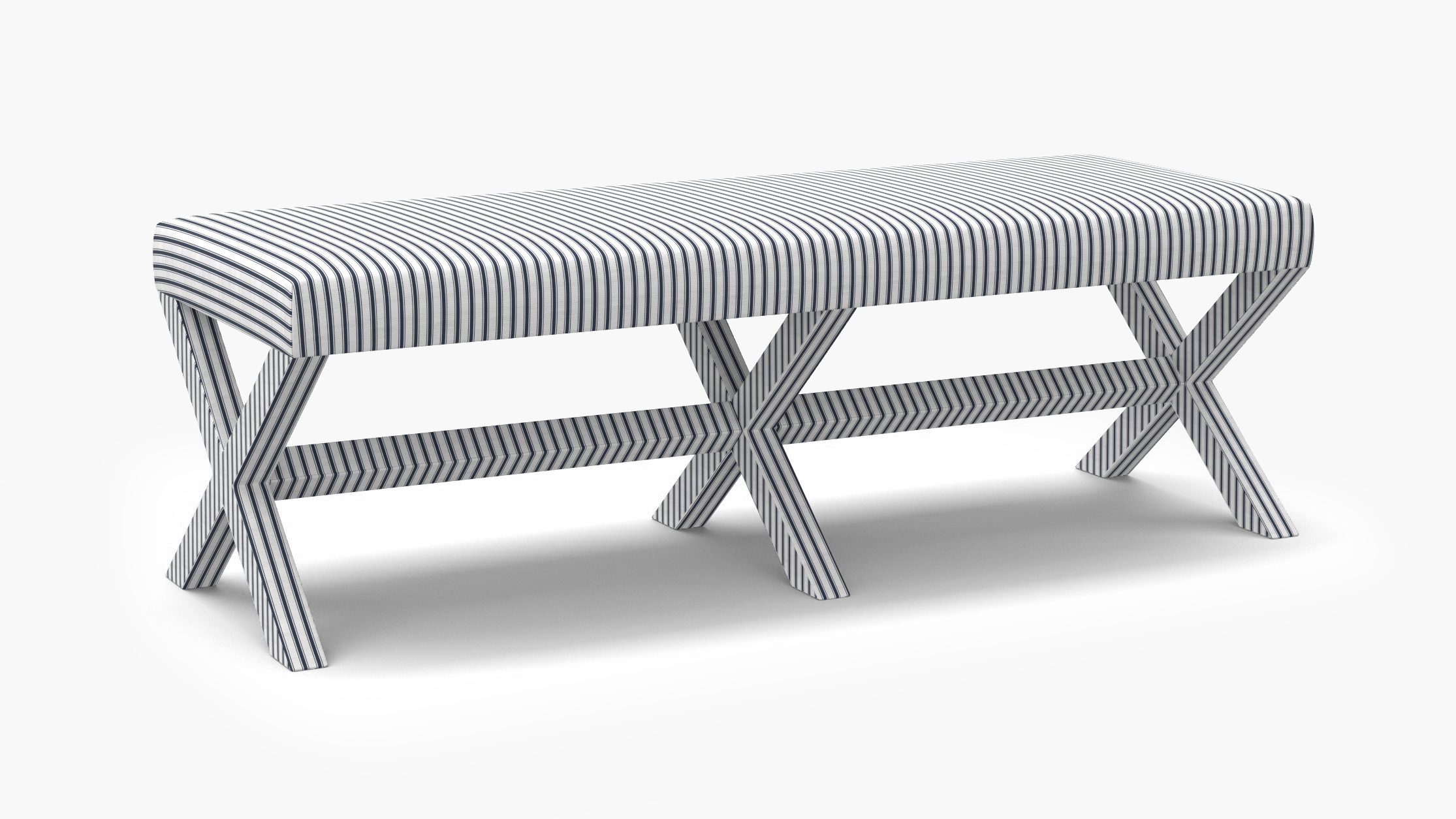 Double X Bench, Navy Classic Ticking Stripe - Image 1
