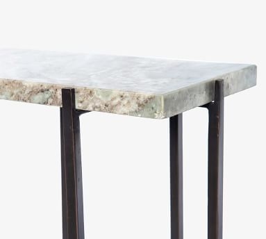 Bancroft 14" Marble Rectangular End Table, Ash Brown - Image 1