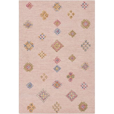 Aleta Southwestern Handmade Tufted Wool Pink/Navy Area Rug - Image 0