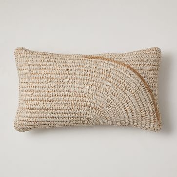 Outdoor Woven Arches Pillow, 12"x21", Natural - Image 0