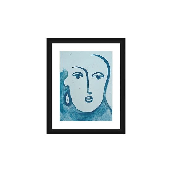 Framed Blue Lady Wall Art Painting Blue Small - Image 0
