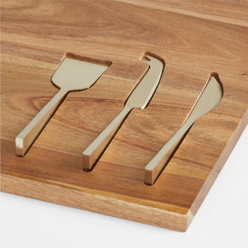 Octavia Large Wood Board with Cheese Knives - Image 1