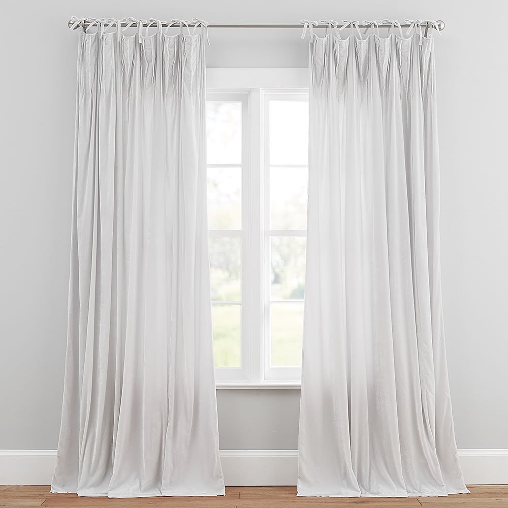 Shimmer Velvet Curtain, Faint Grey, 44" x 63" - Image 0