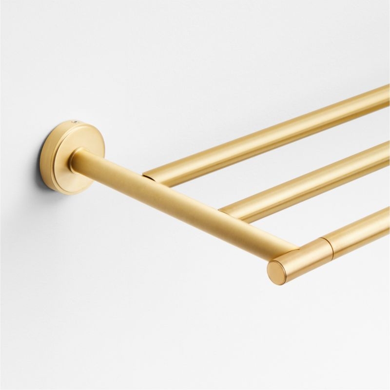 Modern Flat-End Brushed Brass Wall-Mounted Bathroom Towel Rack - Image 2