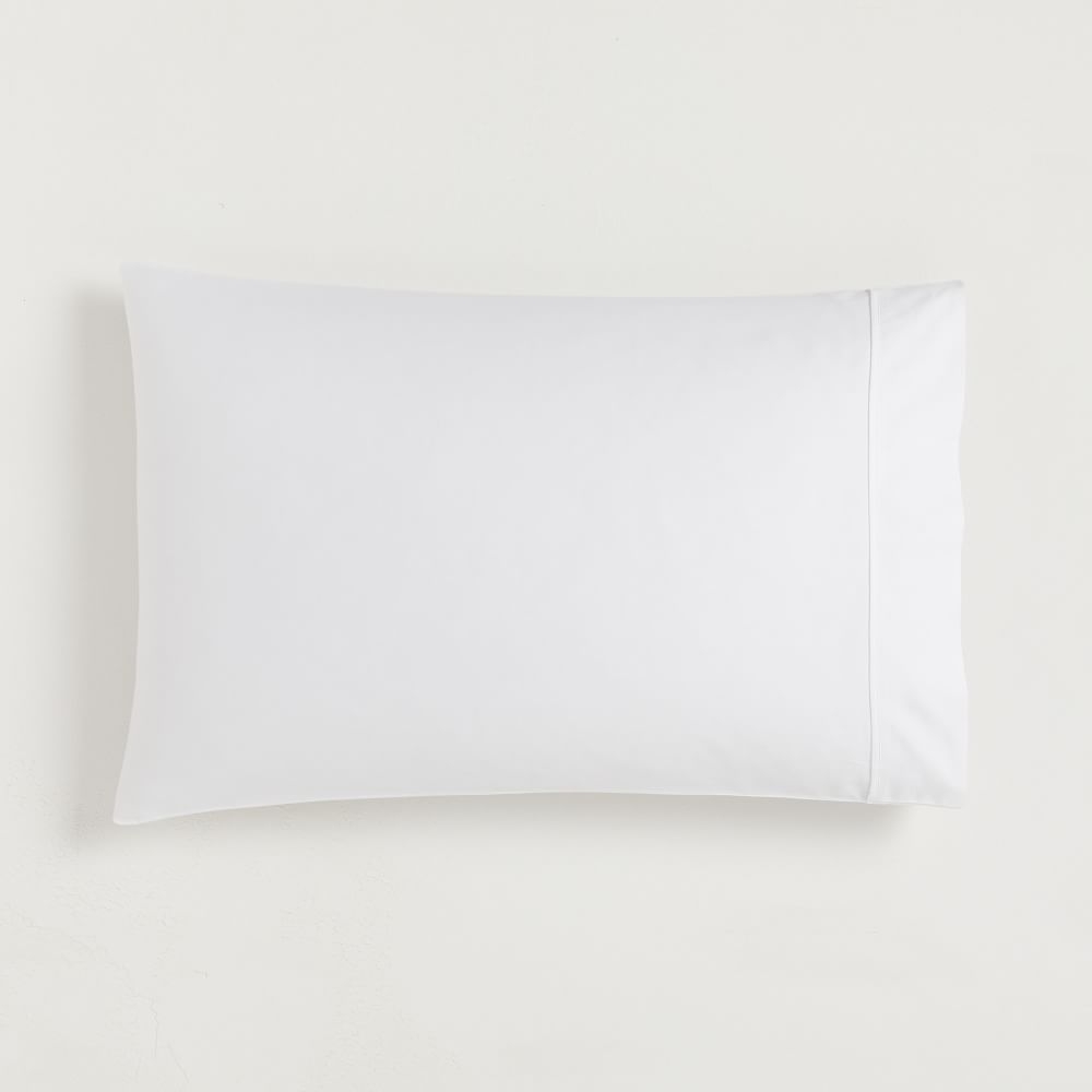 400TC Organic Sateen Wide Hem Sheet Set, Standard Pillowcase Set, White - Image 0
