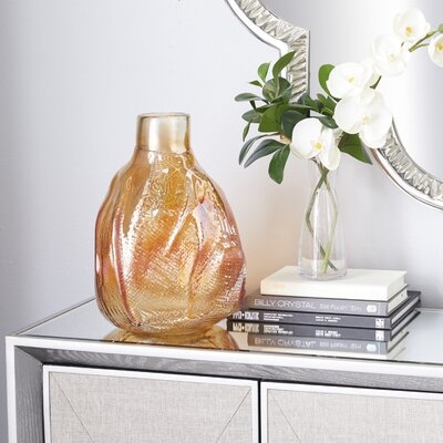 Cosmoliving By Cosmopolitan Gold Glass Contemporary Vase 14 X 10 X 9 - Image 0