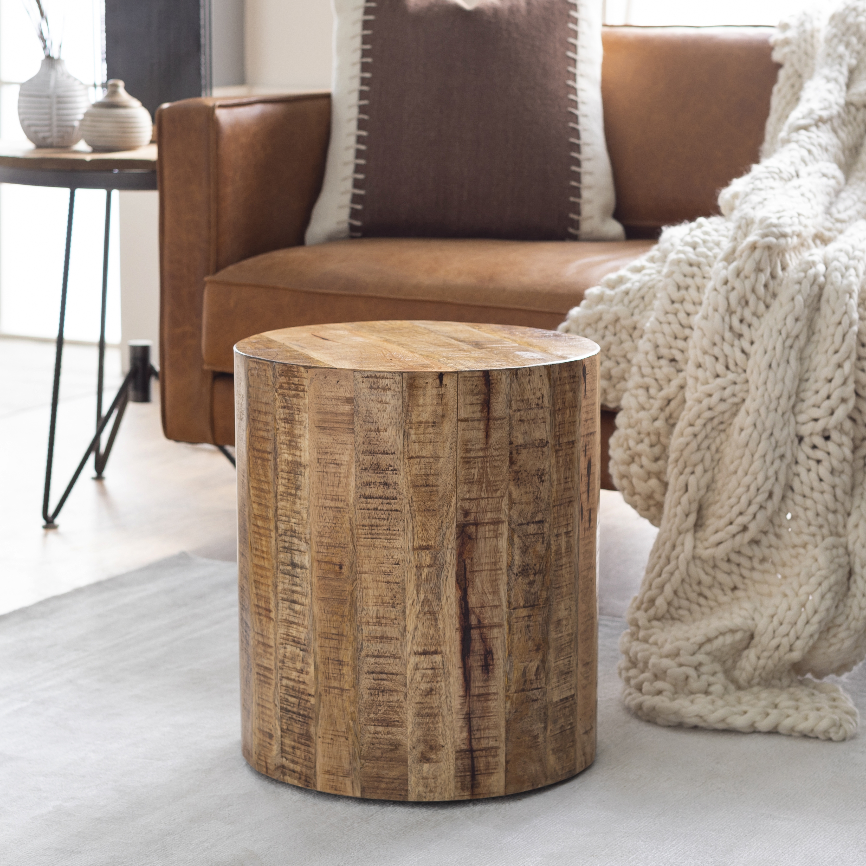 Troyes Natural Wood Roller Accent Table - Image 2