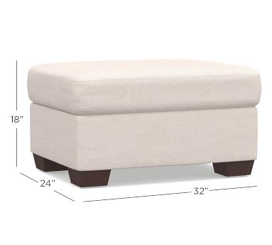 York Upholstered Ottoman, Polyester Wrapped Cushions, Performance Heathered Basketweave Dove - Image 2
