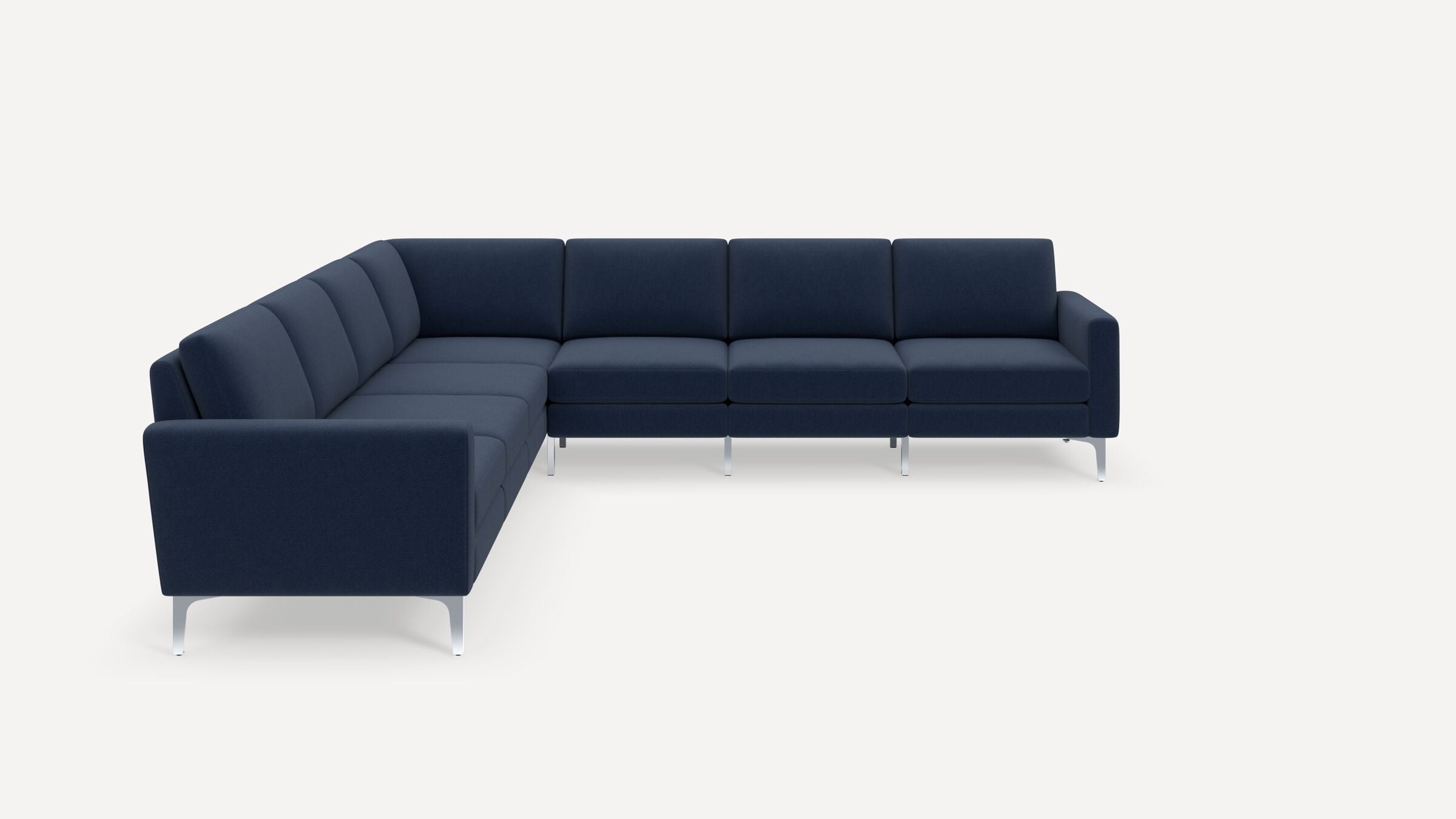 Nomad 7-Seat Corner Sectional - Navy Blue - Performance Flatweave / Chrome - Metal / Block - Image 0