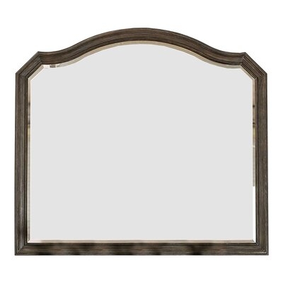 43.5 Inches Scalloped Mirror With Molded Details, Brown - Image 0
