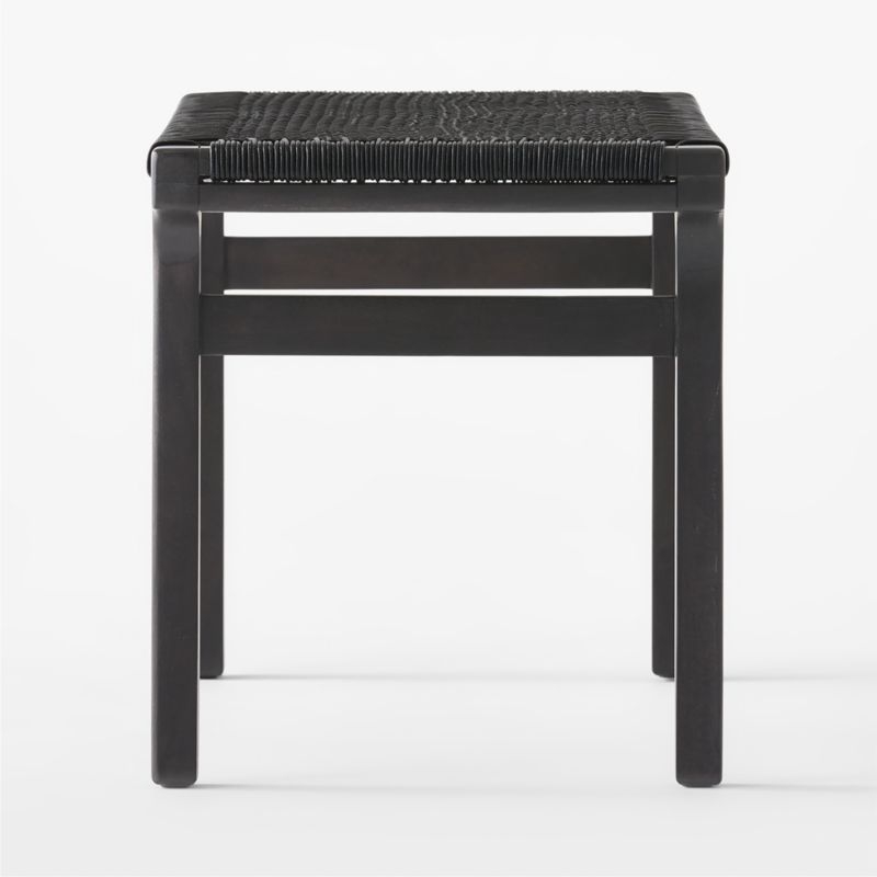 Small Black Leather Woven Bench - Image 3
