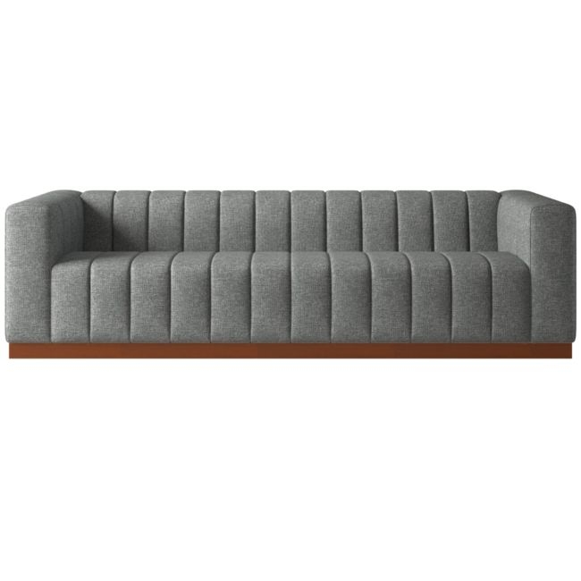 Forte 101" Hatch Charcoal Sofa with Walnut Base - Image 0