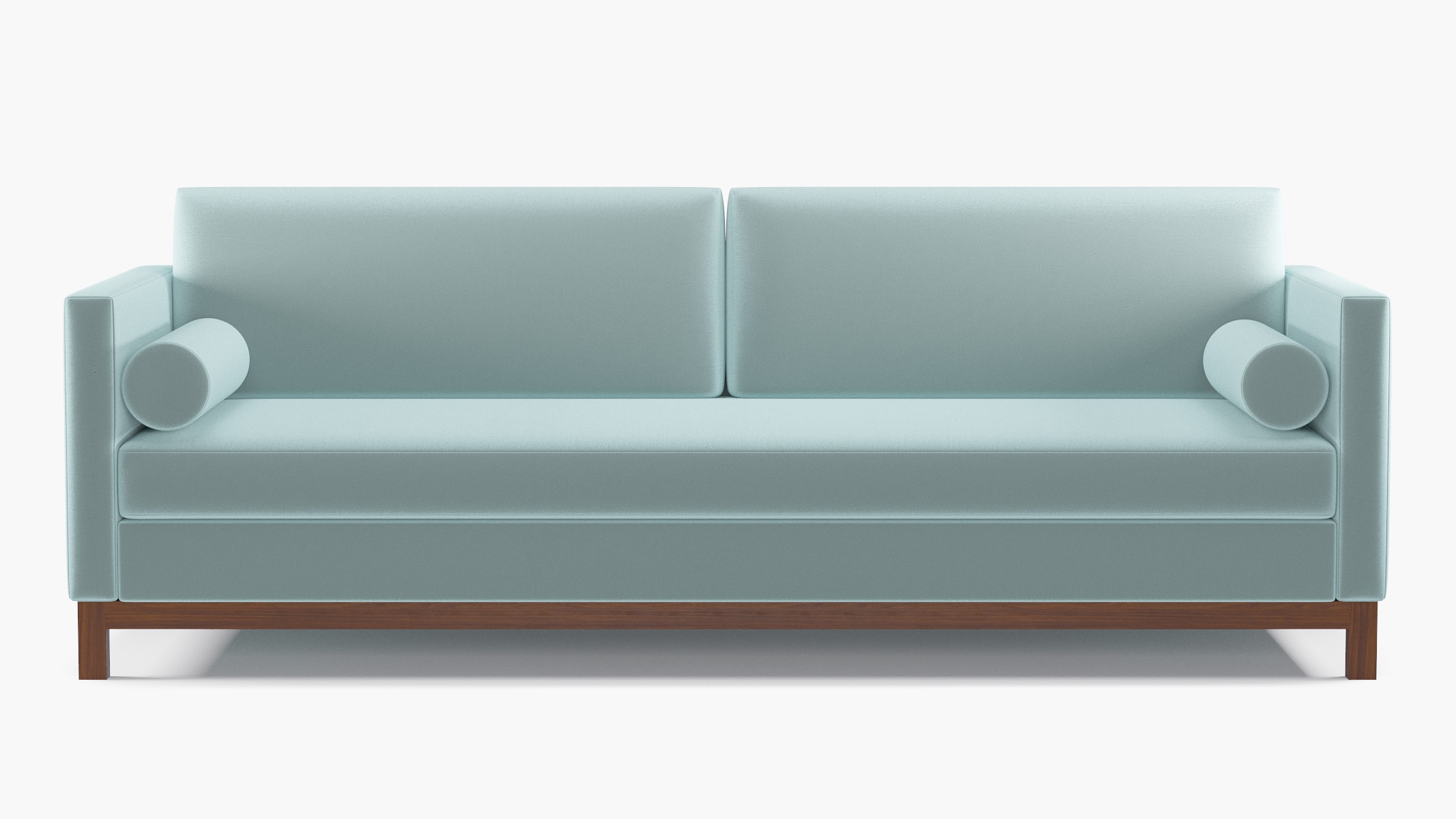 Tailored Tuxedo Sofa, Spa Performance Plush Velvet, Walnut Wood Rail - Image 0