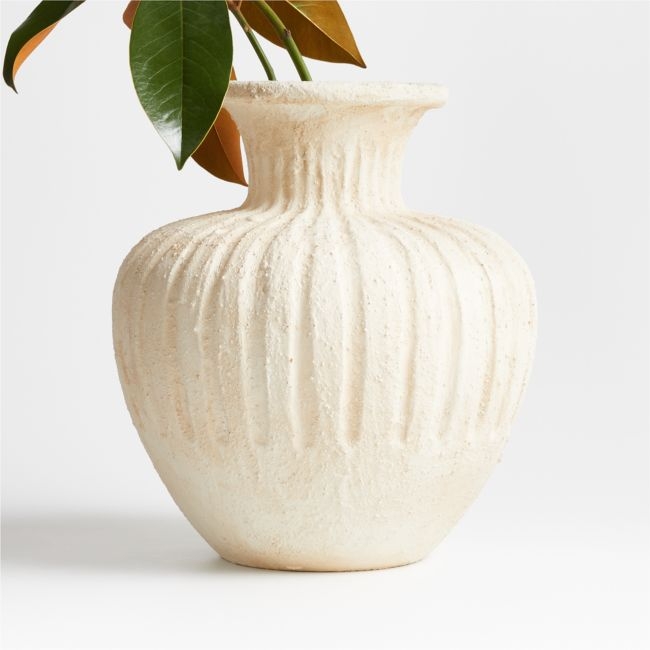 Énorme Cannelée White Textured Vase 15" by Athena Calderone - Image 0