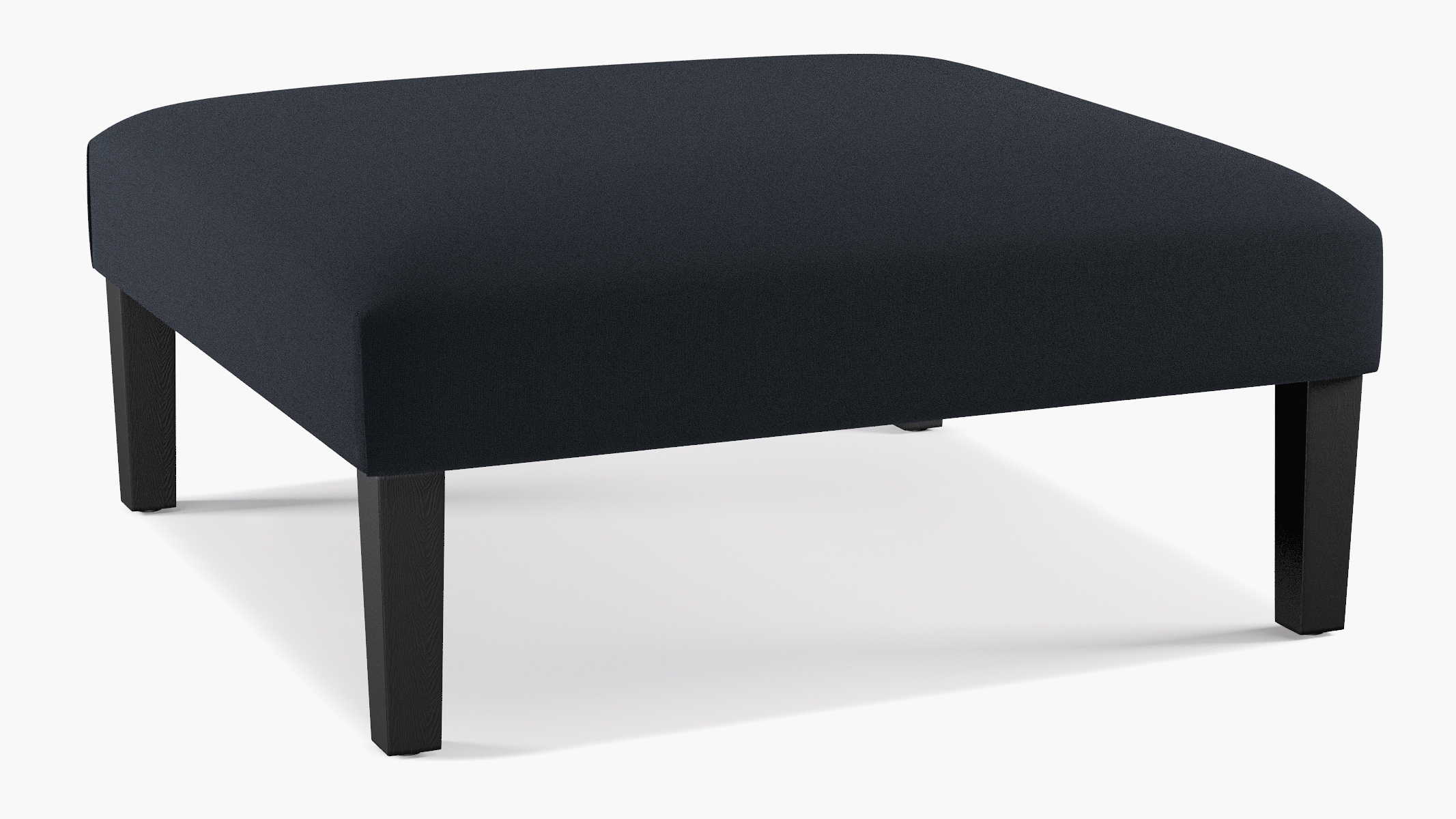 Cocktail Ottoman, Navy Everyday Linen, Black - Image 1