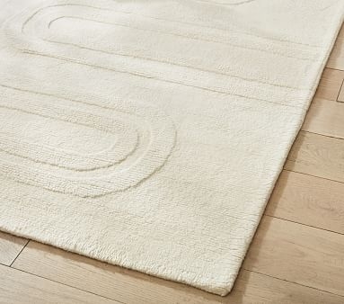Carved Arches Natural Wool Rug, 5x8 Feet, Natural - Image 4