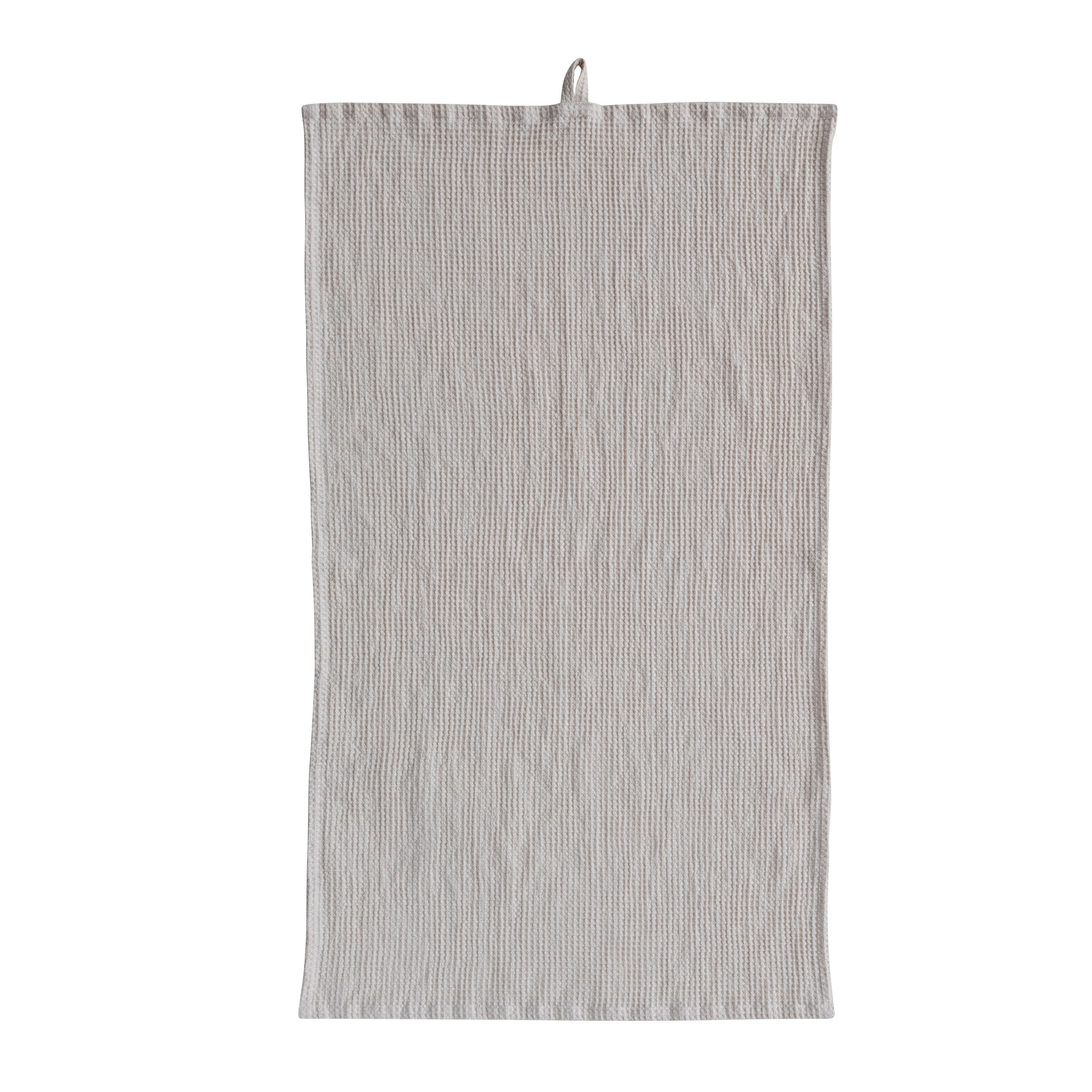 Oversized Woven Linen and Cotton Waffle Decorative Tea Towel with Loop for Dining and Kitchen, Cream Color - Image 0