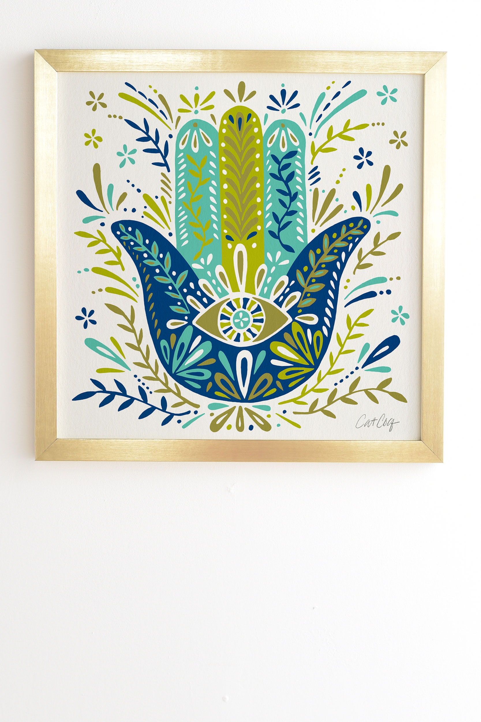 Hamsa Hand by Cat Coquillette - Framed Wall Art Basic Gold 12" x 12" - Image 0