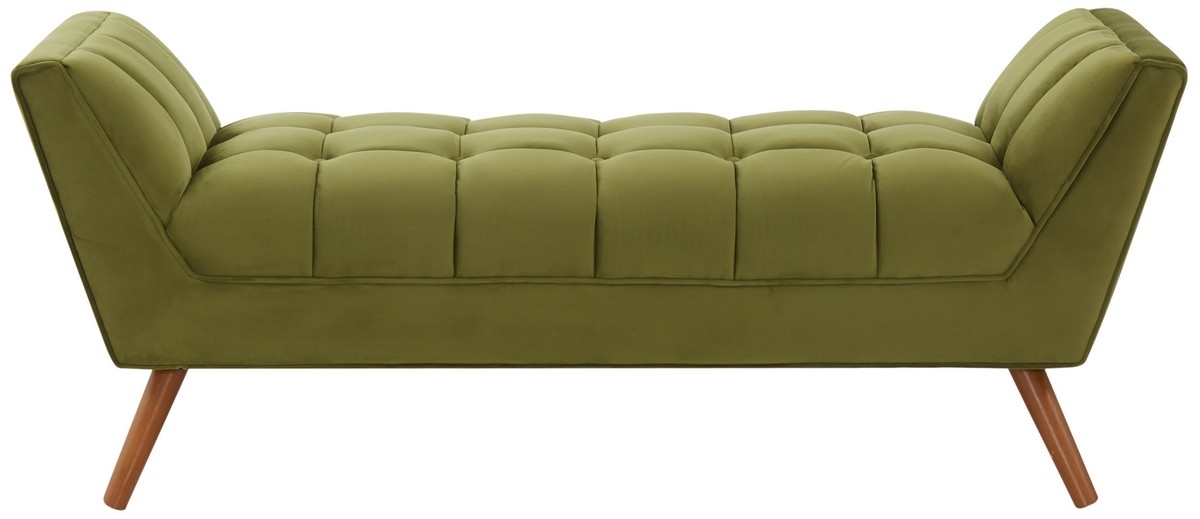Damian Tufted Bench - Olive Green / Dark Brown - Image 0