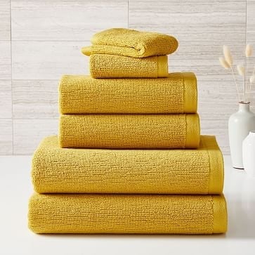 Everyday Textured Organic Towel Set, Frost Gray, Set of 6 - Image 2