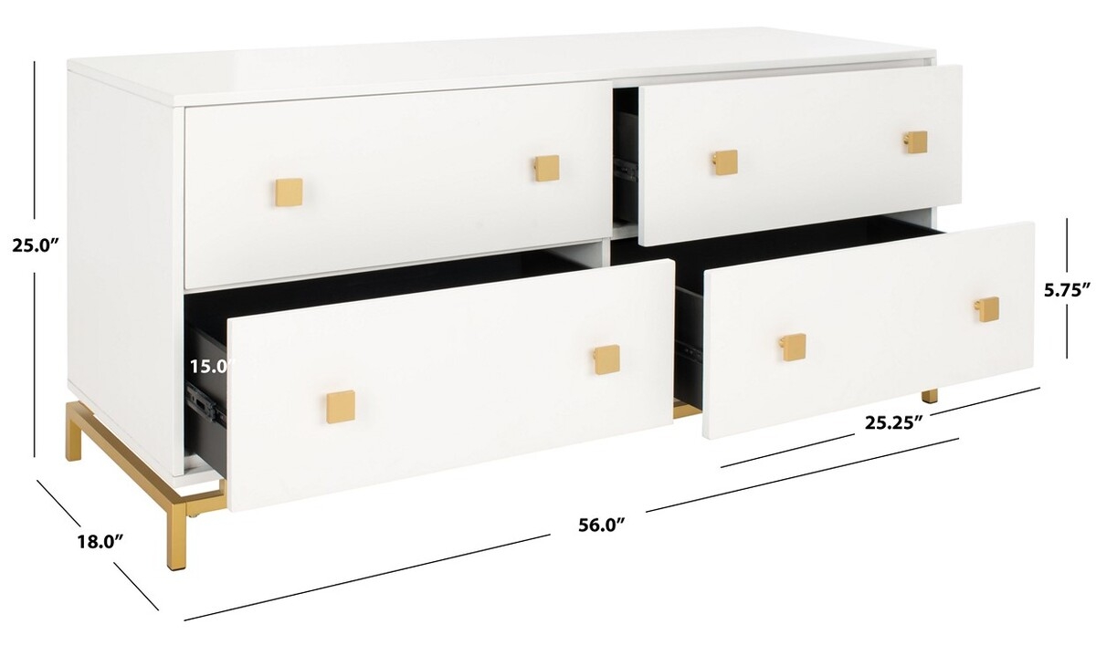Claudette 4 Drawer Dresser - White/Gold - Image 9