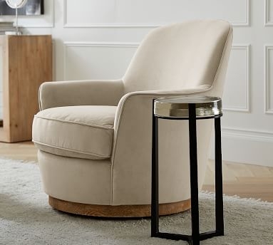 Larkin Upholstered Swivel Armchair, Polyester Wrapped Cushions, Performance Everydayvelvet(TM) Carbon - Image 3