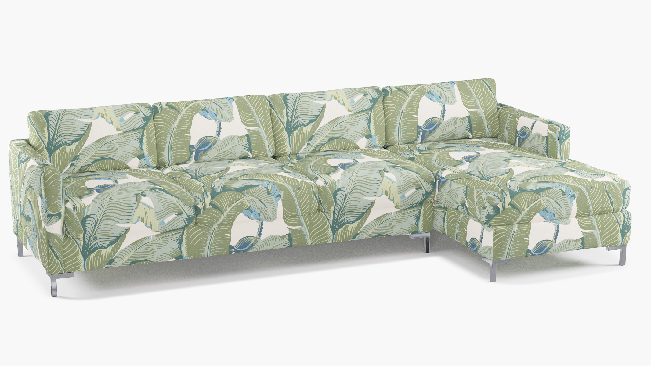 Modern Sectional, Right Facing, Pistachio Martinique®, Chrome L Leg - Image 1