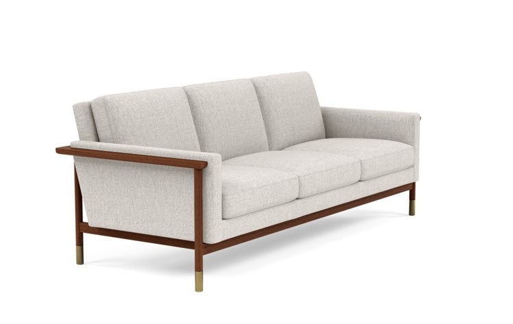 Jason Wu Sofa with Beige Wheat Fabric and Oiled Walnut with Brass Cap legs - Image 1