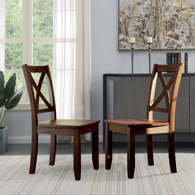 Set Of 2 X-Back Wood Breakfast Nook Dining Chairs - Image 0