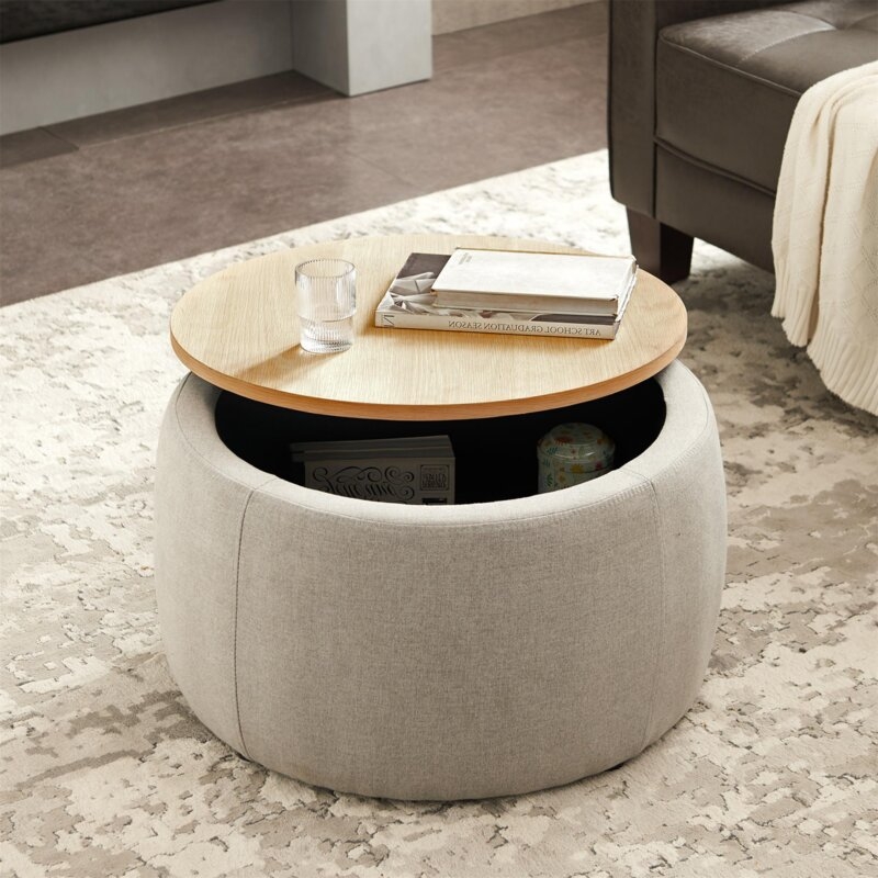 Coffee Table With Storage, Light Gray - Image 1