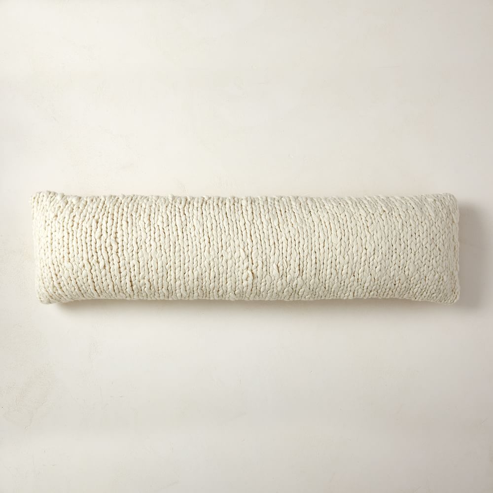 Wool Knit Pillow Cover, 12"x46", Alabaster - Image 0