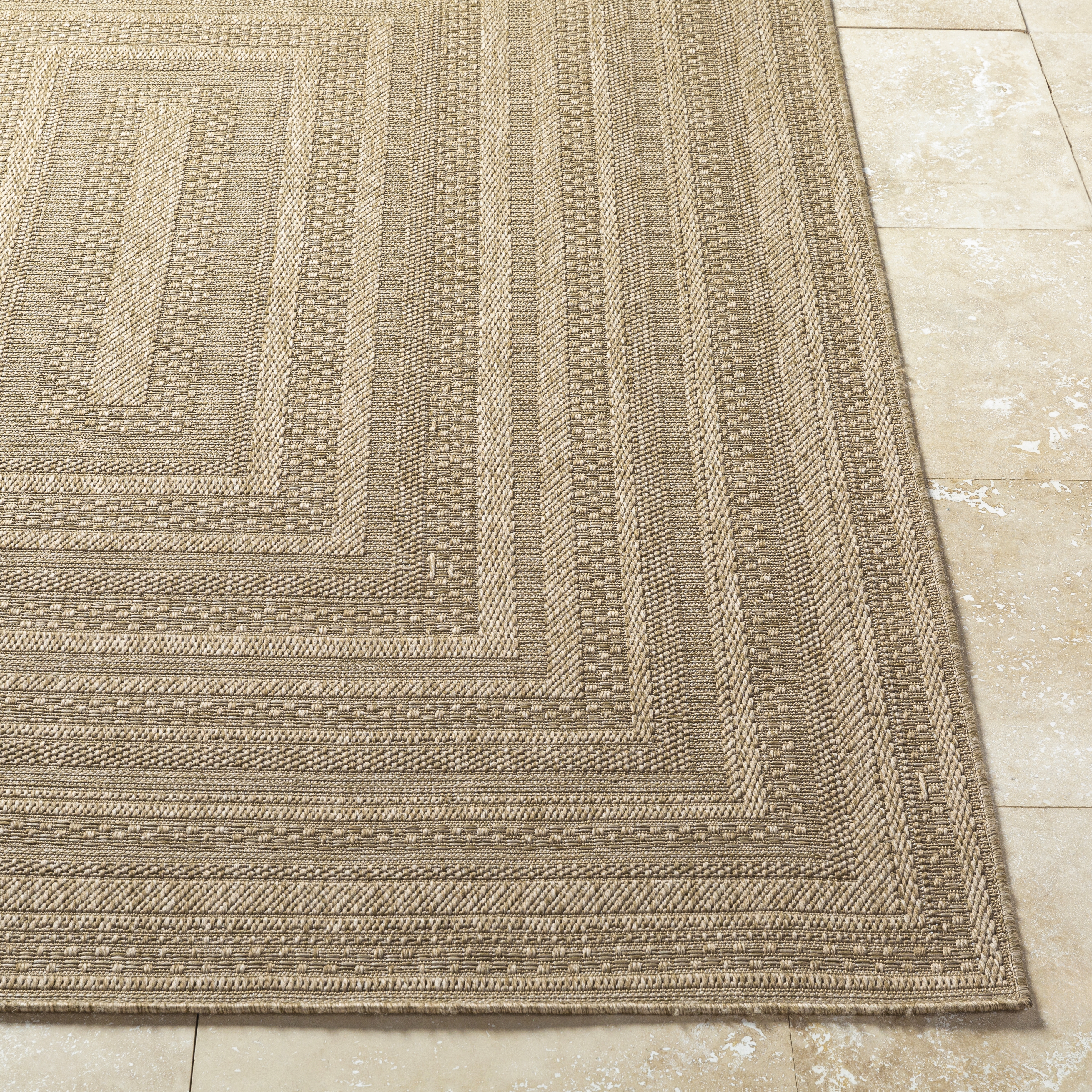 Sandra Beige Outdoor 6'7" x 9' Machine Woven Rug - Image 2