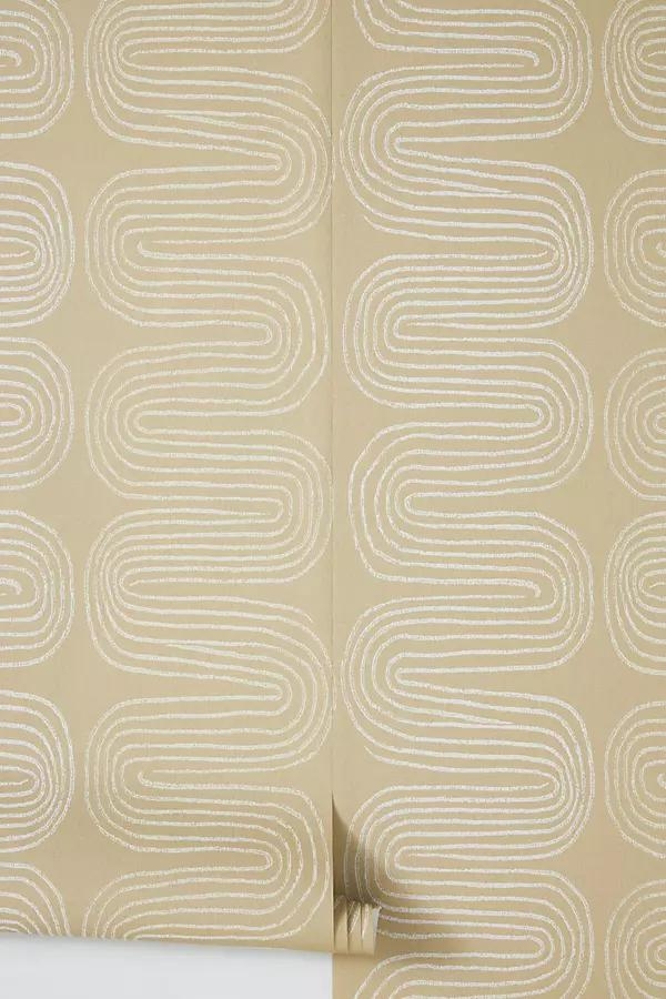 Zephyr Abstract Stripe Wallpaper By Anthropologie in Orange - Image 0