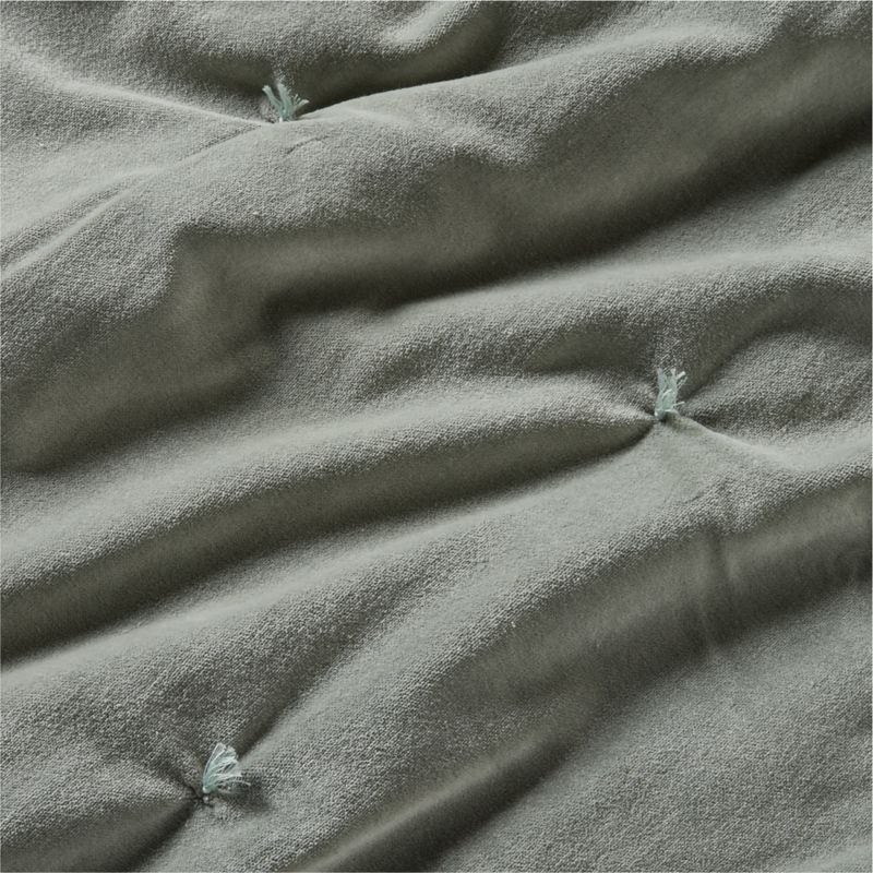 Organic Cotton Linen Velvet Sage Shadow Green Euro Bed Pillow Sham - Image 3