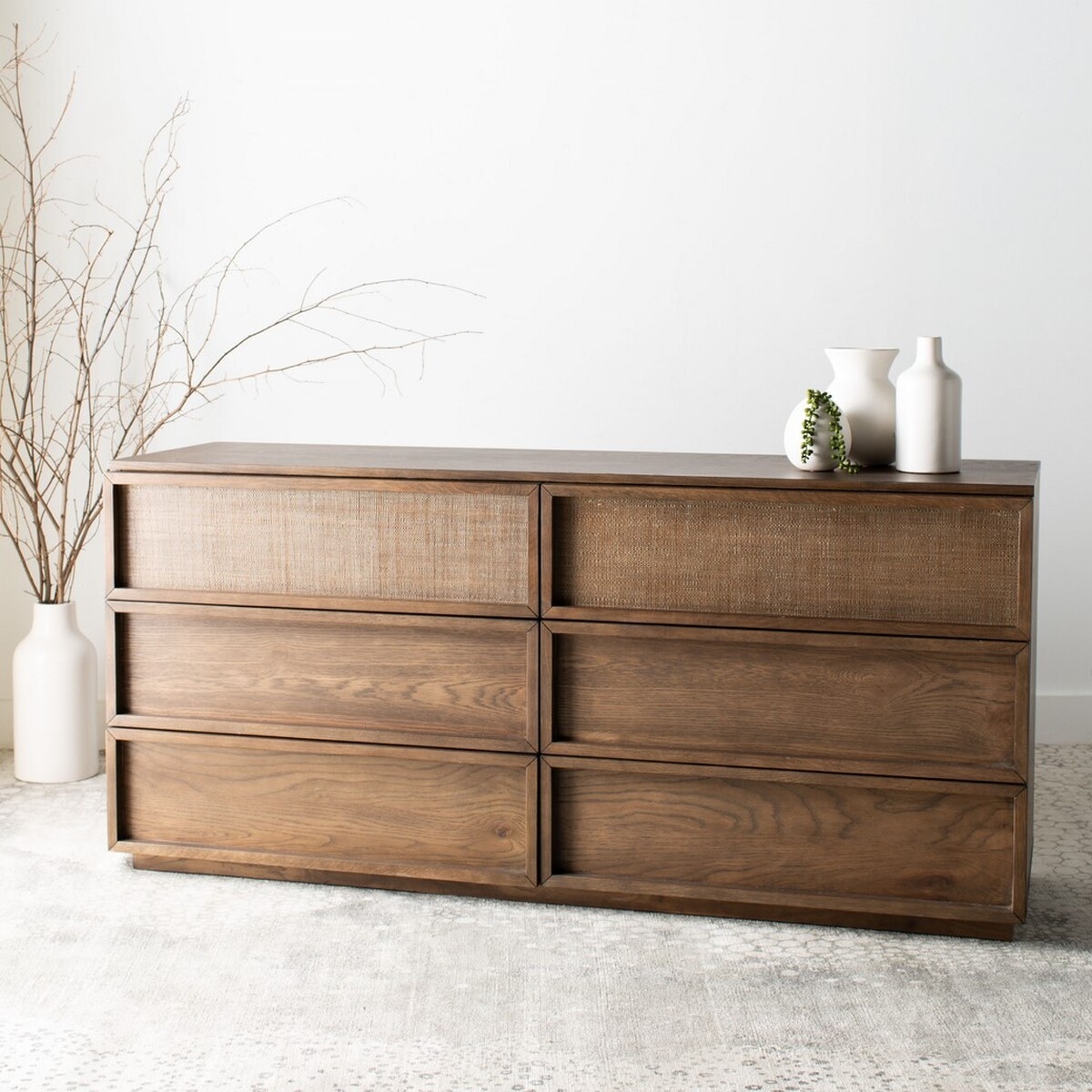 Zeus 6 Drawer Wood Dresser - Natural - Safavieh - Image 1