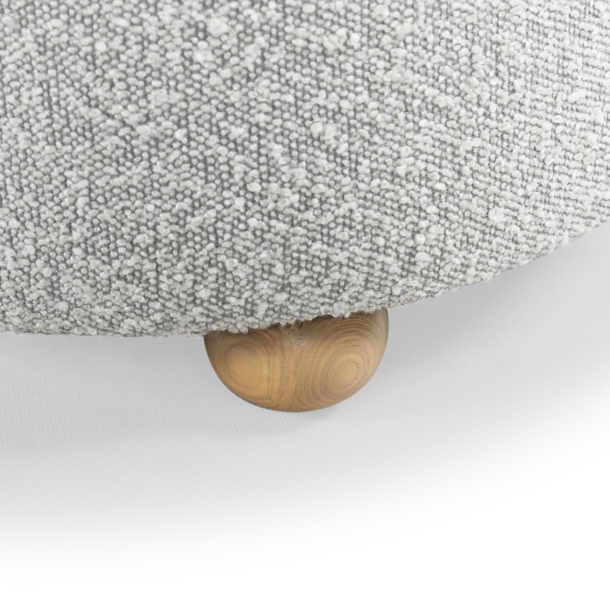 Becka Round Boucle Storage Ottoman  - Grey / Natural - Safavieh - Image 3