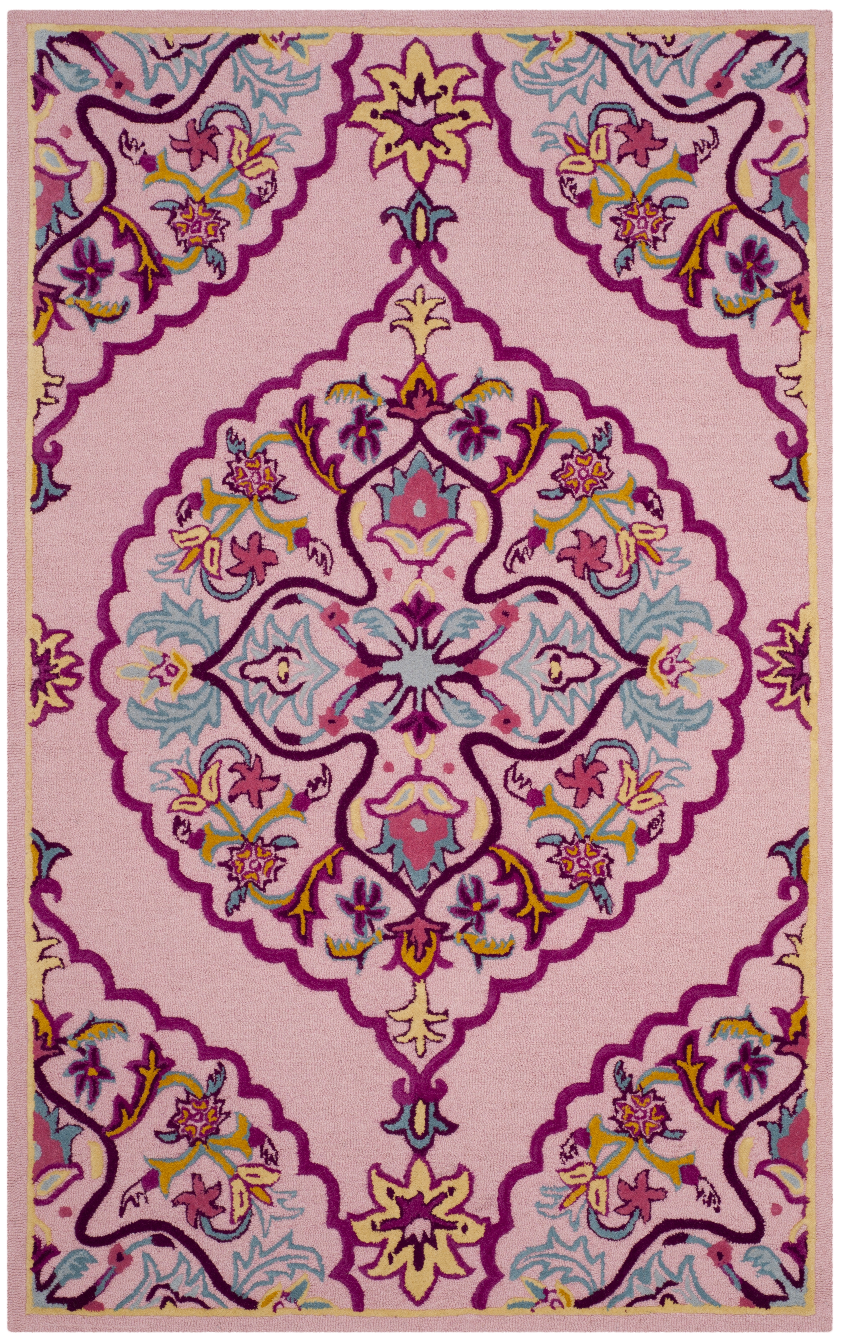 Arlo Home Hand Tufted Area Rug, BLG605A, Pink/Multi,  6' X 9' - Image 0