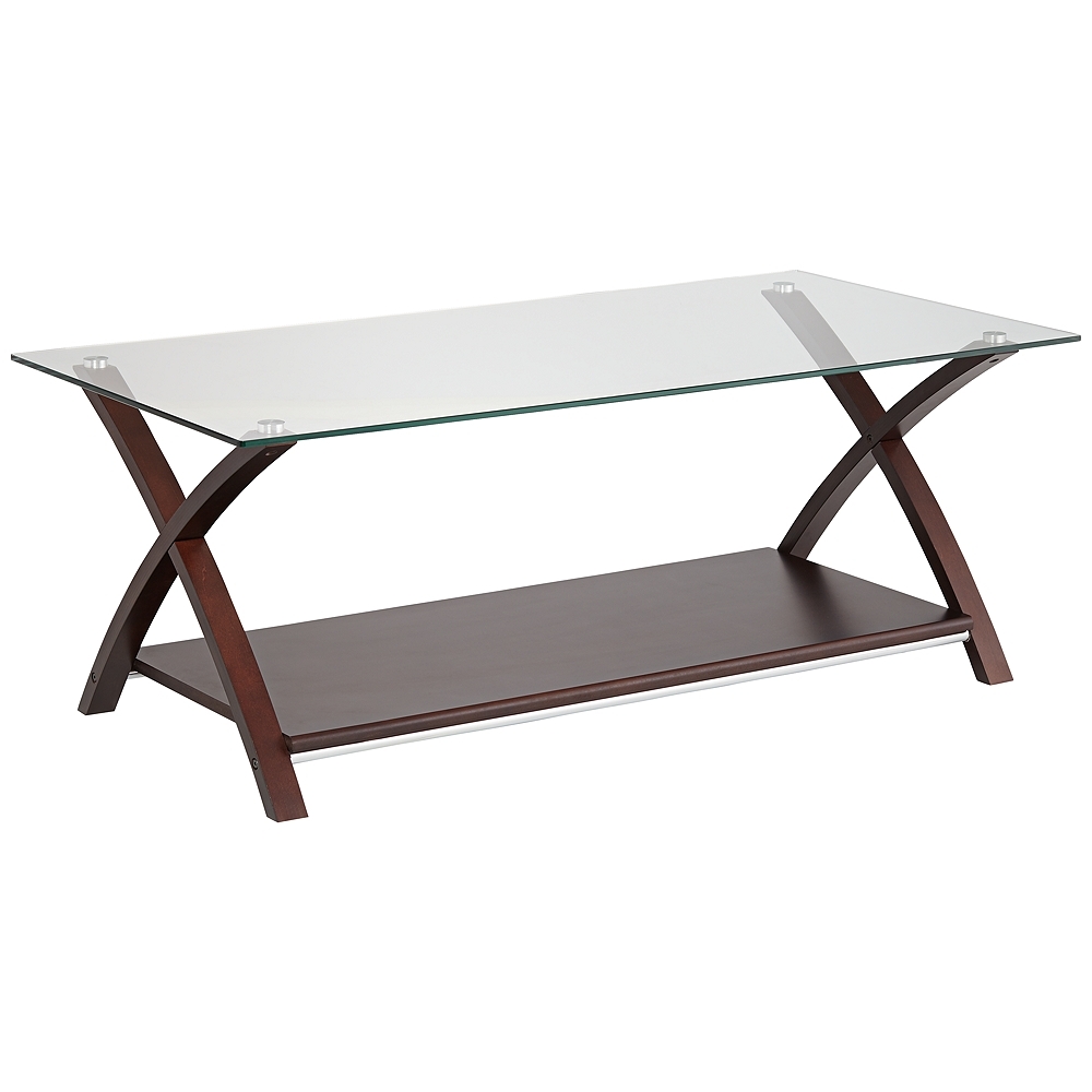 Ashton Espresso Wood and Glass Top Coffee Table - Image 0