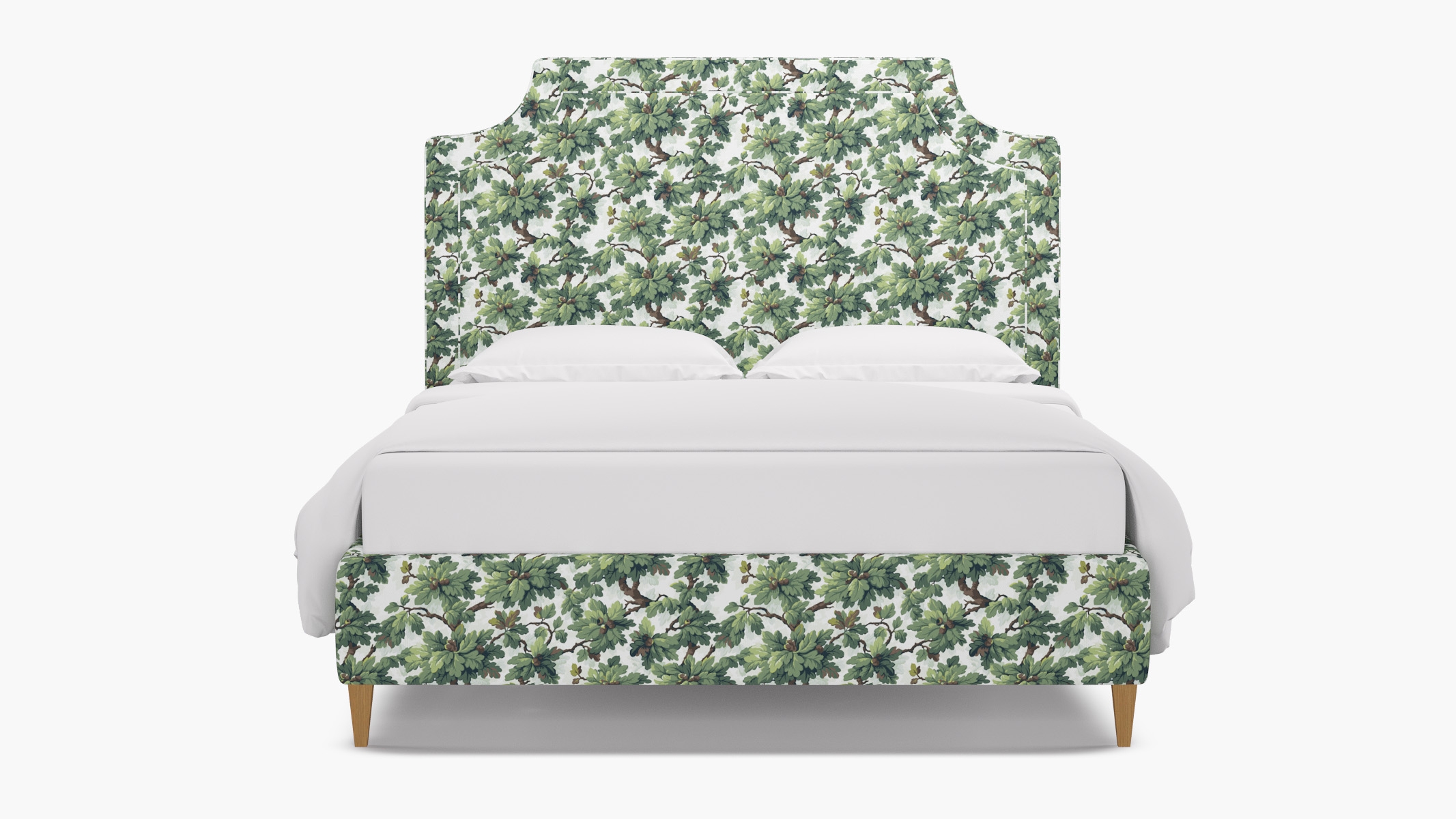 Deco Bed, Vert Woodland, Natural Square Tapered Leg, King - Image 0
