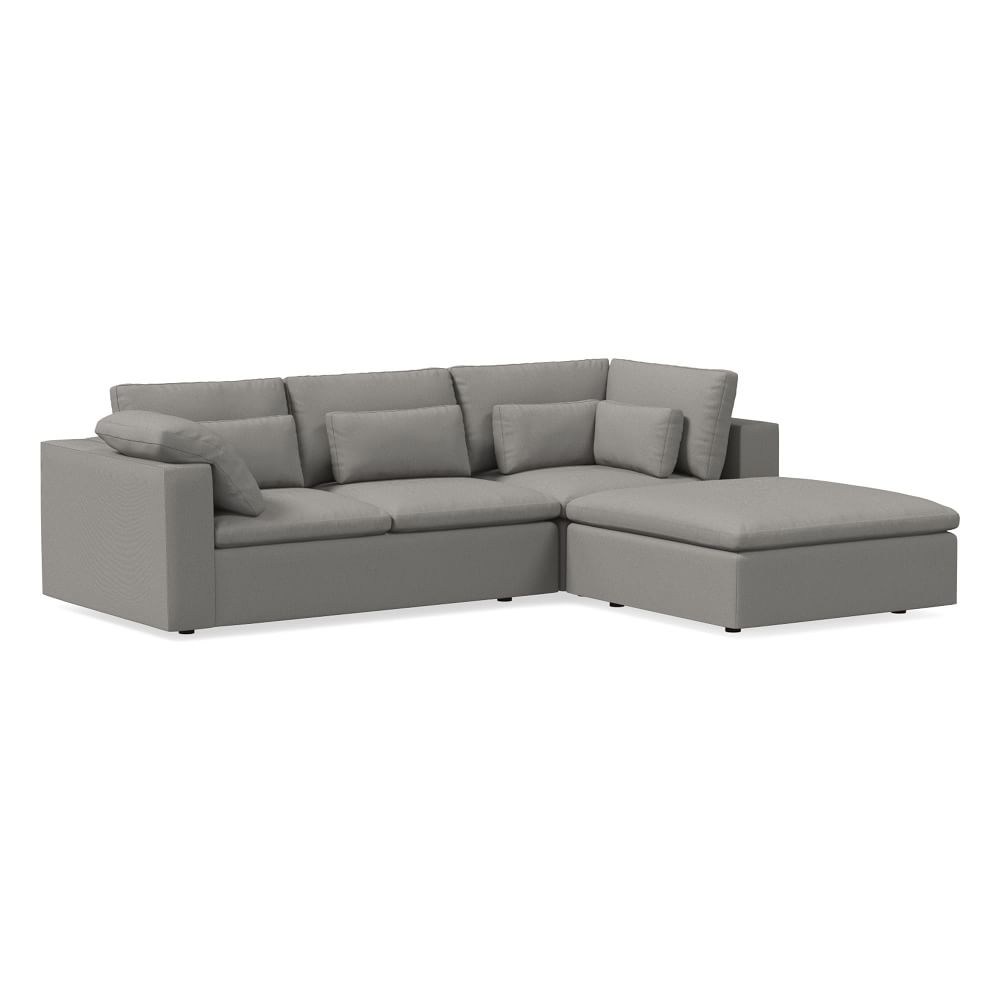 Harmony Mod 122" Right Ottoman Multi-seat 3-Pc Sectional, Performance Washed Canvas, Storm Gray - Image 0