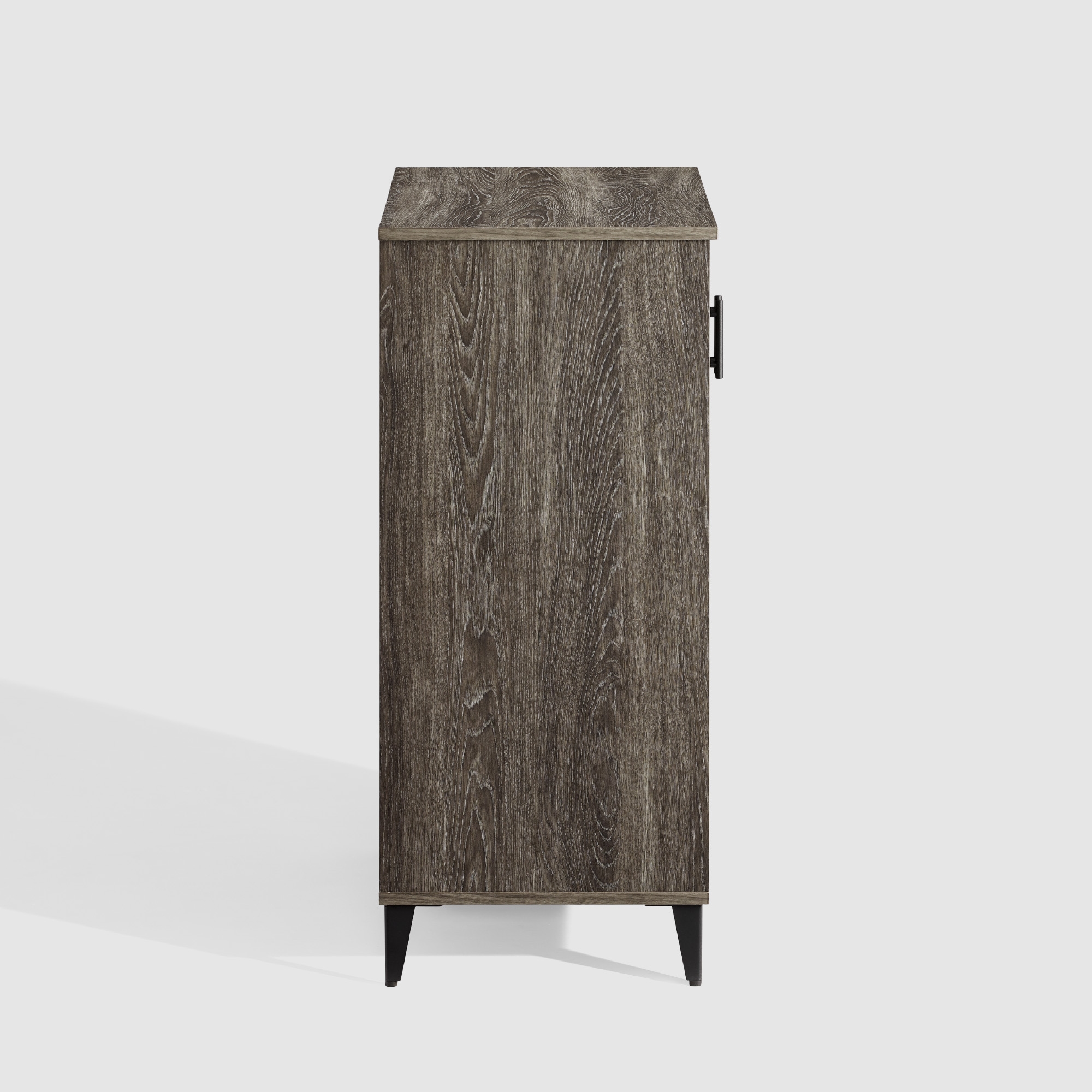 Glass and Grooved Door Transitional Accent Cabinet - Cerused Ash - Image 3