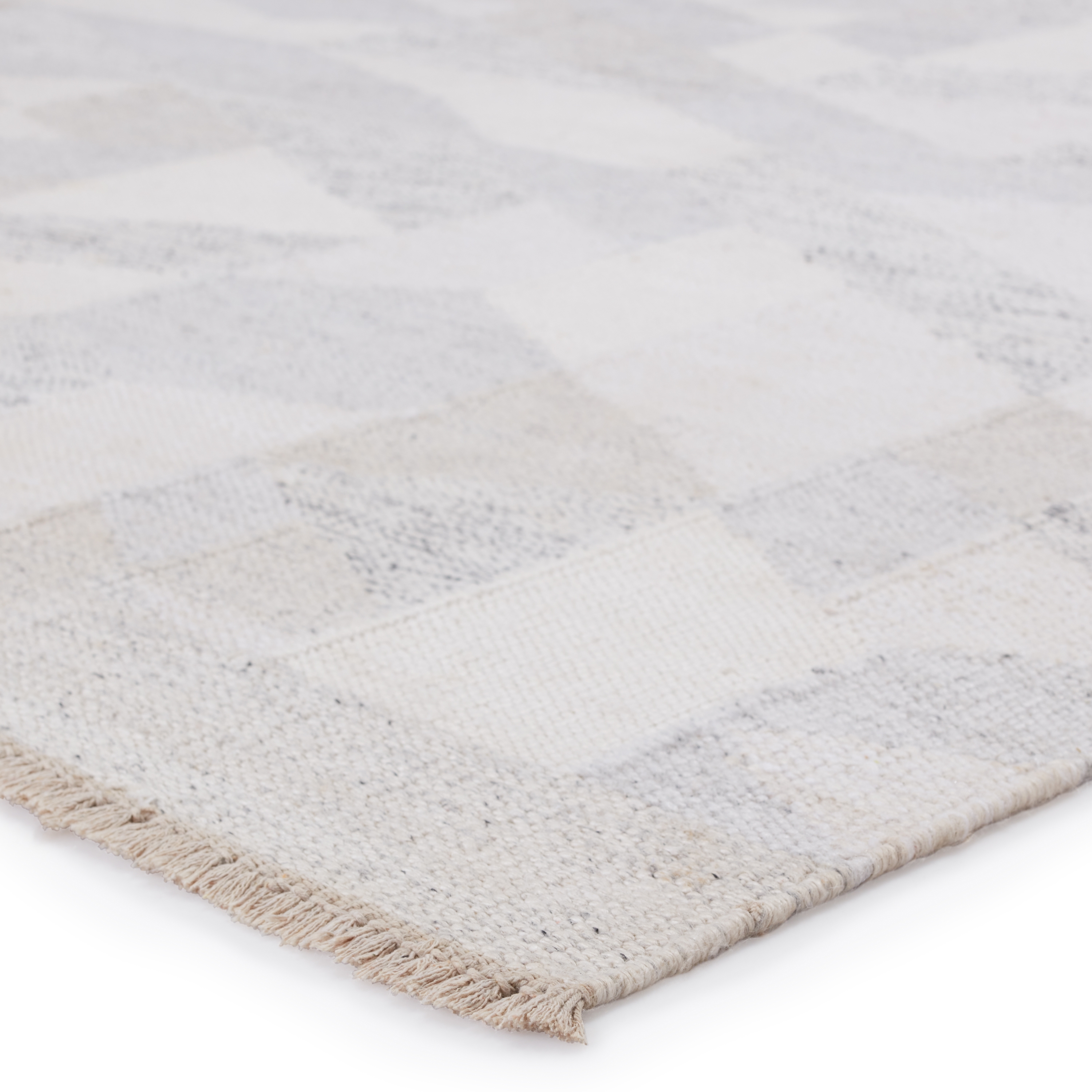Melville Handmade Geometric Light Gray/ White Area Rug (5'X8') - Image 1